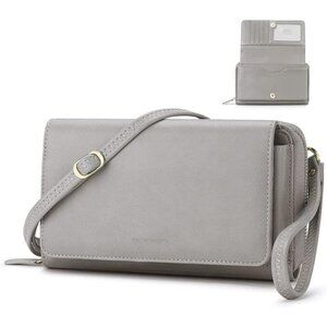 Women’s 05-grey Leather Imported Zipper Purses Crossbody Bag